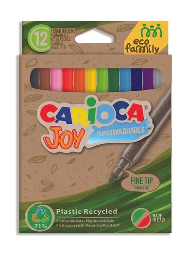 Carioca Eco Family Joy Süper Yıkanabilir Keçeli Boya Kalemi 12'Li