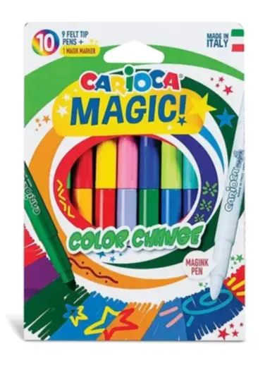 Carioca  Renk Değiştiren Sihirli Keçeli  Boya Kalemi (9 Renk+1 Renk Degiştirici  Beyaz Kalem)