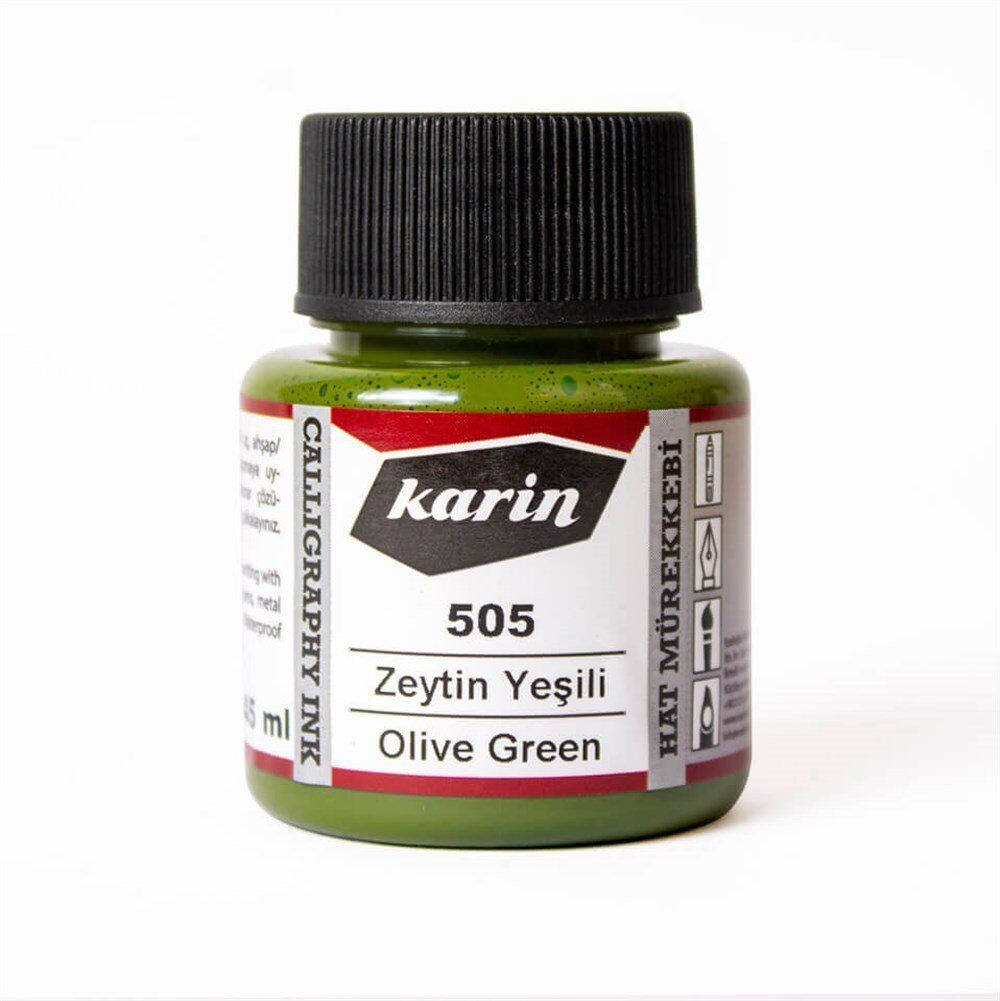 Karin Hat ve Kaligrafi Mürekkebi 505 Zeytin Yeşili 45 ml