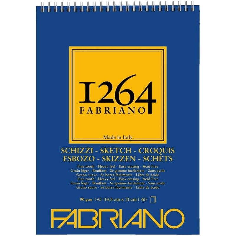 Fabriano 1264 Sketch Paper Eskiz Defteri 90 gr A5 60 yp Üstten Spiralli