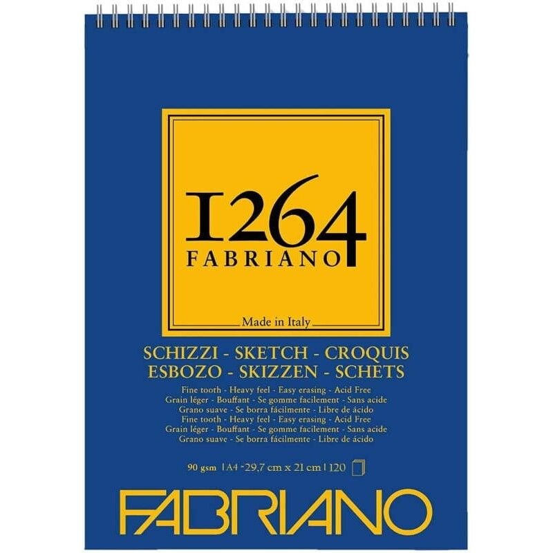 Fabriano 1264 Sketch Paper Eskiz Defteri 90 gr A4 120 yp Üstten Spiralli