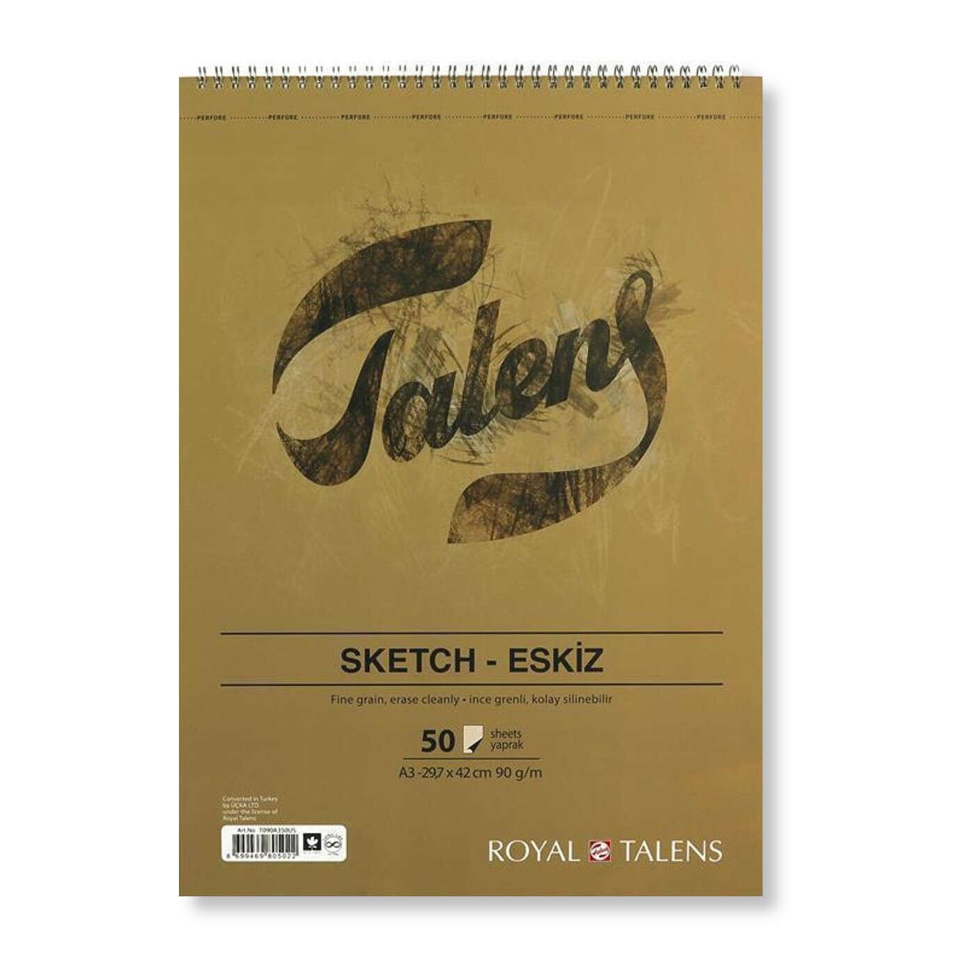 Talens Üstten Spiralli Eskiz Defteri A3 90 g 50 Yaprak