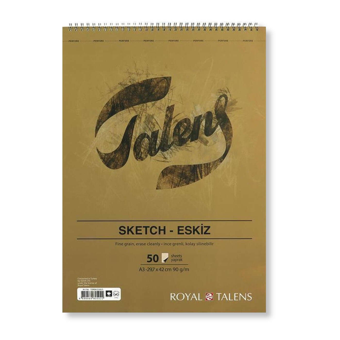 Talens Üstten Spiralli Eskiz Defteri A3 90 g 50 Yaprak
