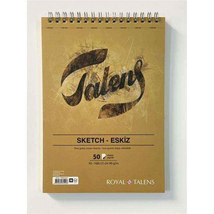 Talens Eskiz Bloğu Üstten Spiralli 90 gr 50 yp A5