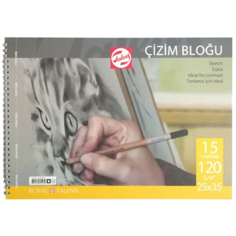 Talens Spiralli Çizim Bloğu Eskiz Çizim Defteri 25*35 cm 120 gr 15 Sayfa
