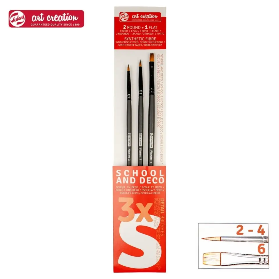 Art Creatıon Sentetik Fırça Seti School/Deco 3'Lü (S) Suluboya - Guaj