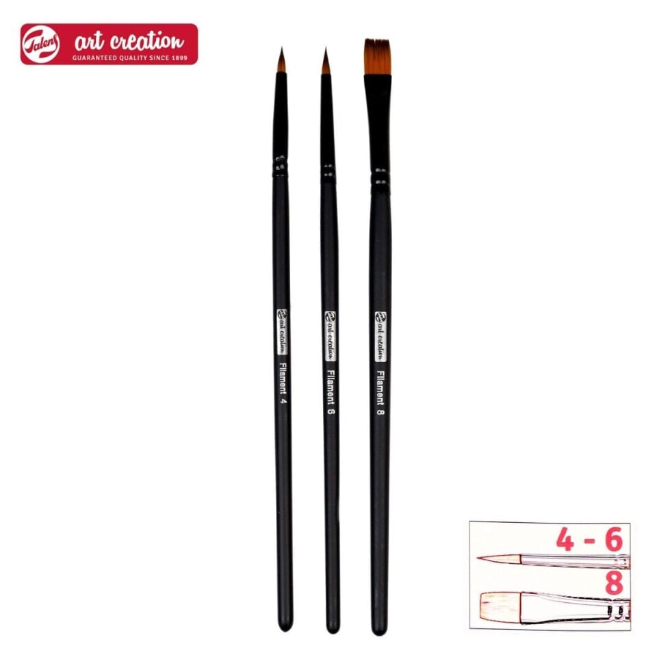 Art Creatıon Sentetik Fırça Seti School/Deco 3'Lü (M) Suluboya - Guaj
