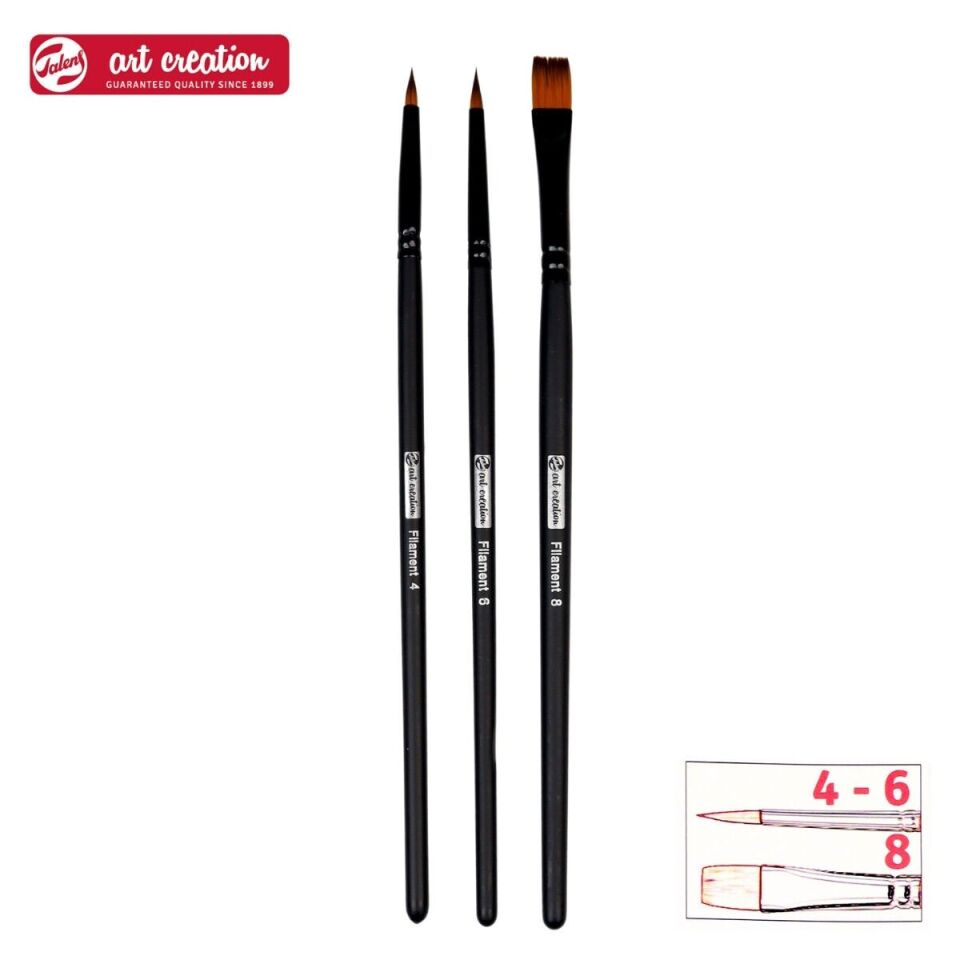 Art Creatıon Sentetik Fırça Seti School/Deco 3'Lü (M) Suluboya - Guaj