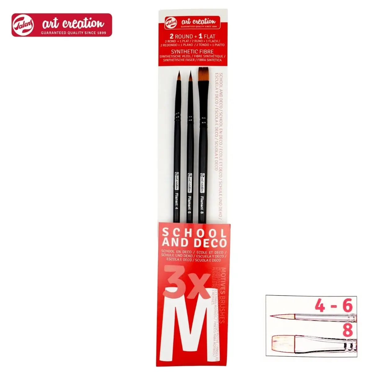 Art Creatıon Sentetik Fırça Seti School/Deco 3'Lü (M) Suluboya - Guaj