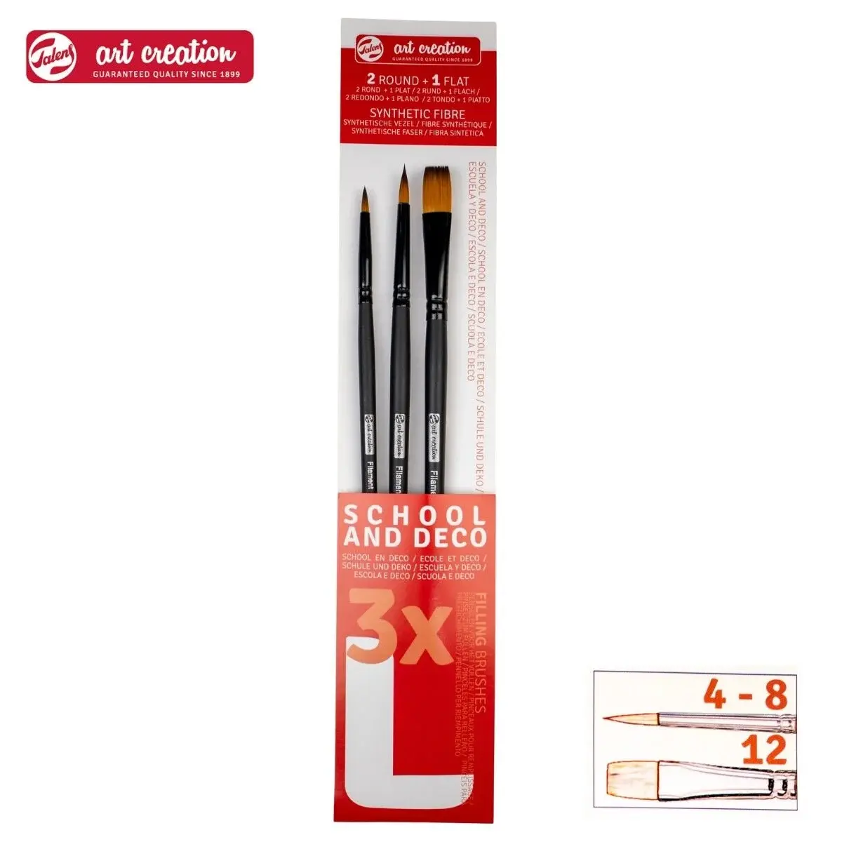 Art Creatıon Sentetik Fırça Seti School/Deco 3'Lü (L) Suluboya - Guaj
