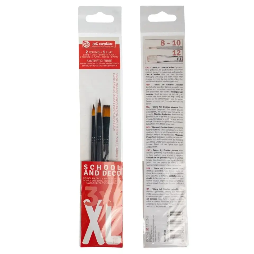 Art Creatıon Sentetik Fırça Seti School/Deco 3'Lü (Xl) Suluboya - Guaj