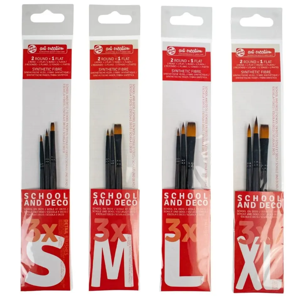 Art Creatıon Sentetik Fırça Seti School/Deco 3'Lü (Xl) Suluboya - Guaj