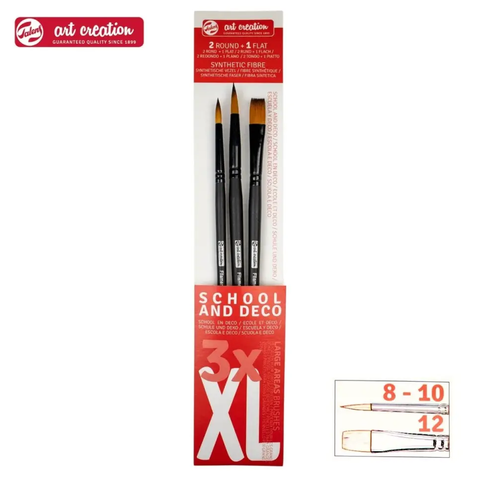 Art Creatıon Sentetik Fırça Seti School/Deco 3'Lü (Xl) Suluboya - Guaj