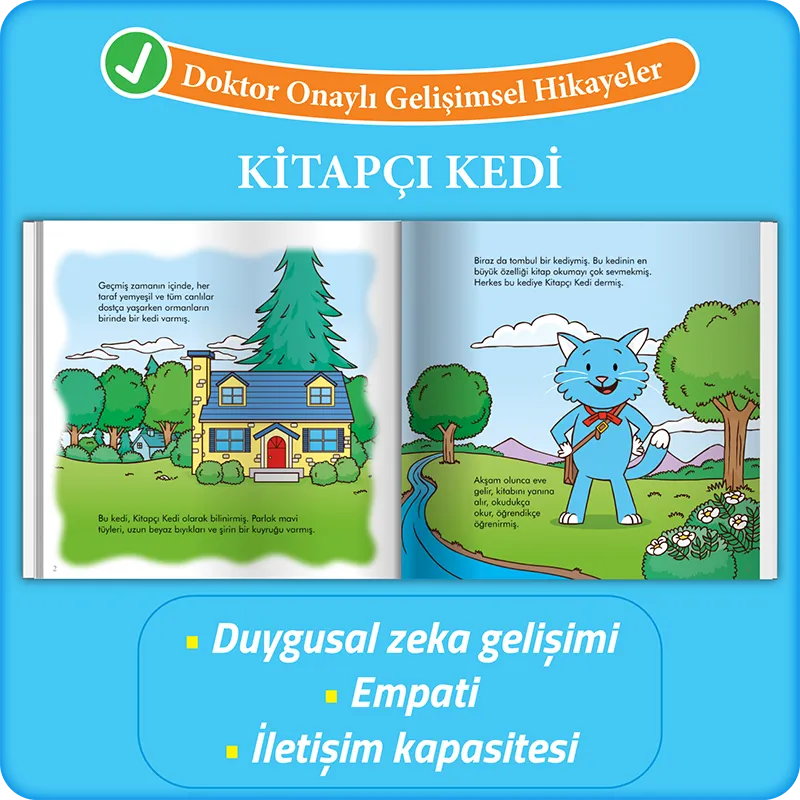 KİTAPÇI KEDİ - DOKTOR ONAYLI GELİŞİMSEL HİKAYELER SERİSİ 1