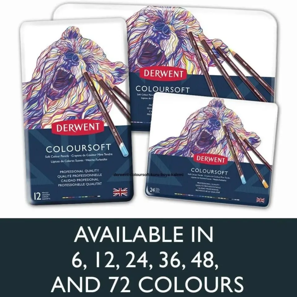 Derwent Coloursoft Kuru Boya Kalemi 24 Renk Teneke Kutu