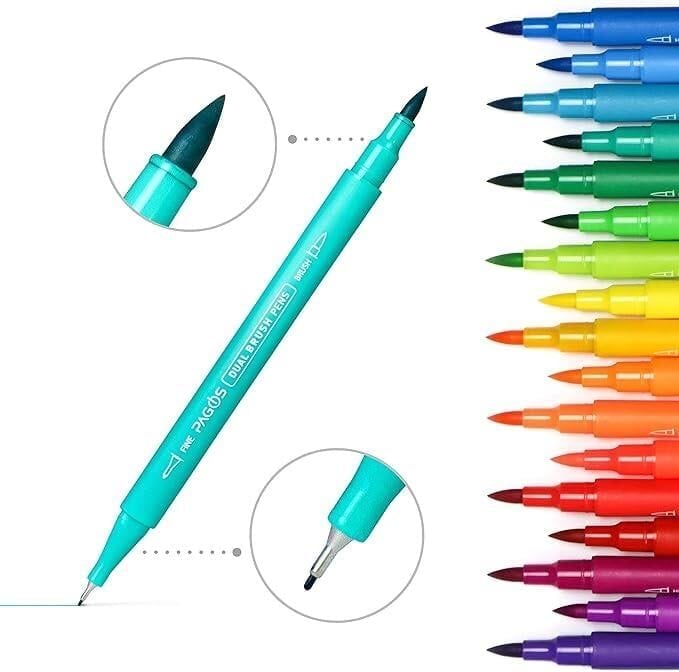 Pagos 120 Renk Dual Brush Su Bazlı Marker Seti