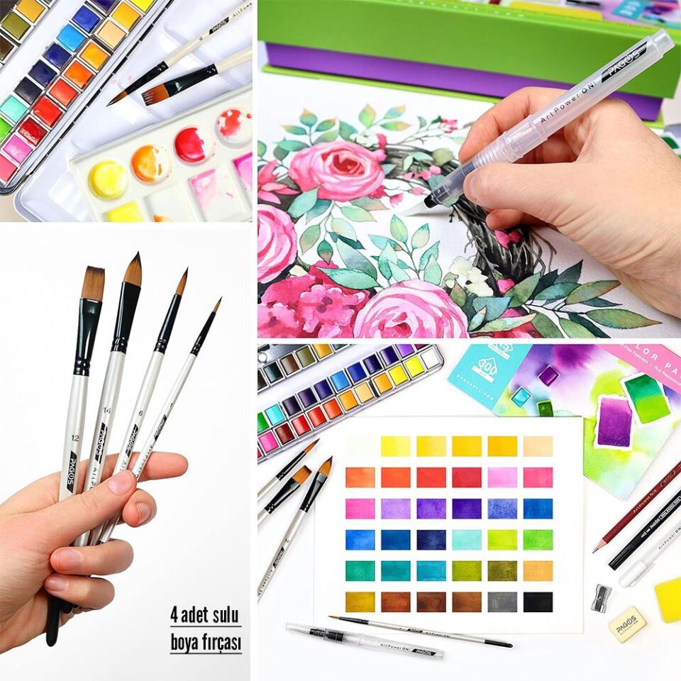 Pagos Özel Kutulu Suluboya Seti 36 Renk