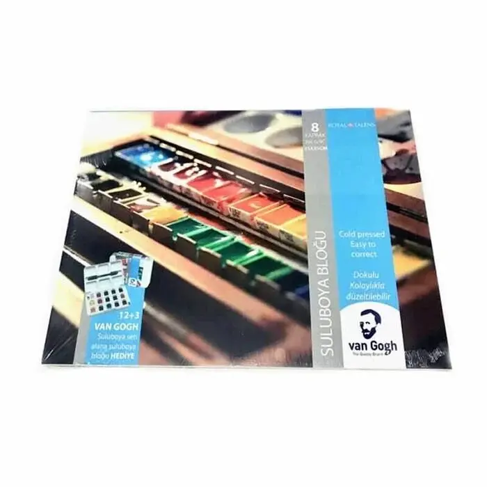Talens Van Gogh Suluboya 12+3 Renk Set, Van Gogh Sulu Boya Bloğu 22.5x32 8 Yap. Hediye