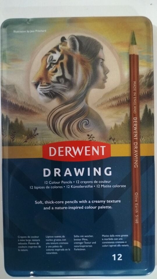 Derwent Drawing Pencils Renkli Çizim Kalemi Seti 12'li Teneke Kutu