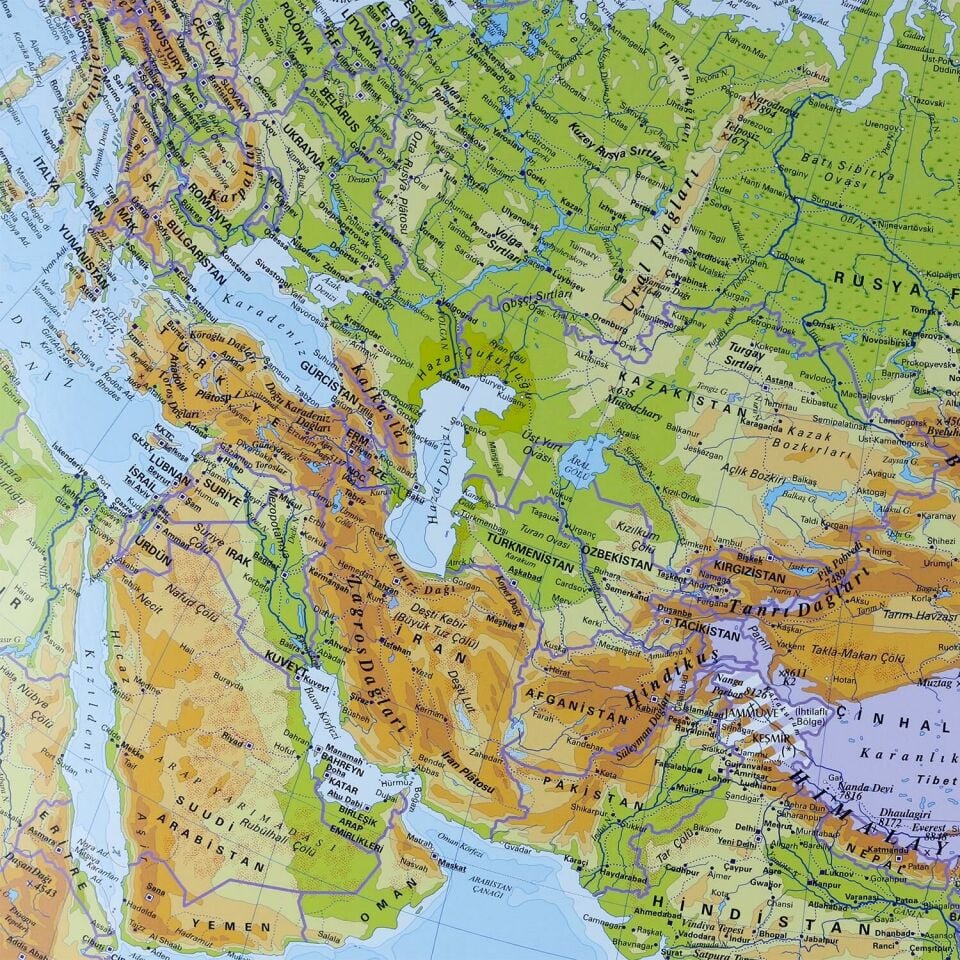 Asya Fiziki Haritası (Kaplamalı)