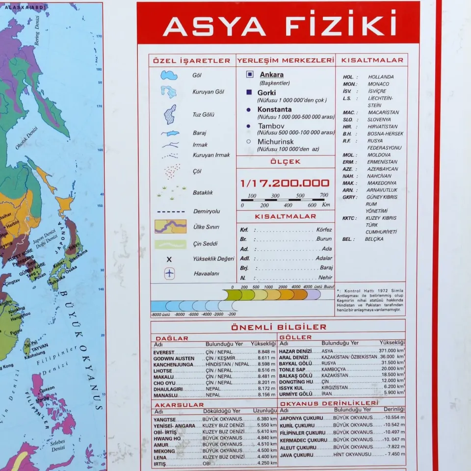 Asya Fiziki Haritası (Kaplamalı)