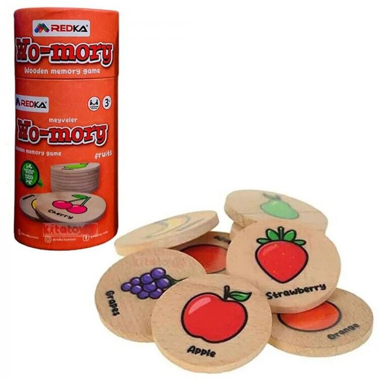 Redka Wo-Mory Meyveler (4 Model 12 li Display Ahşap Hafıza Oyunu)