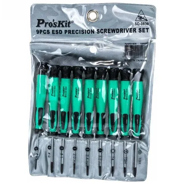 Proskit SD-0839 Antistatik 9 Parça Tornavida Seti