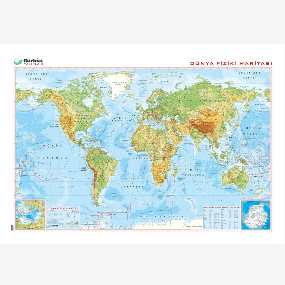 Dünya Fiziki Haritası  (78X135 CM)
