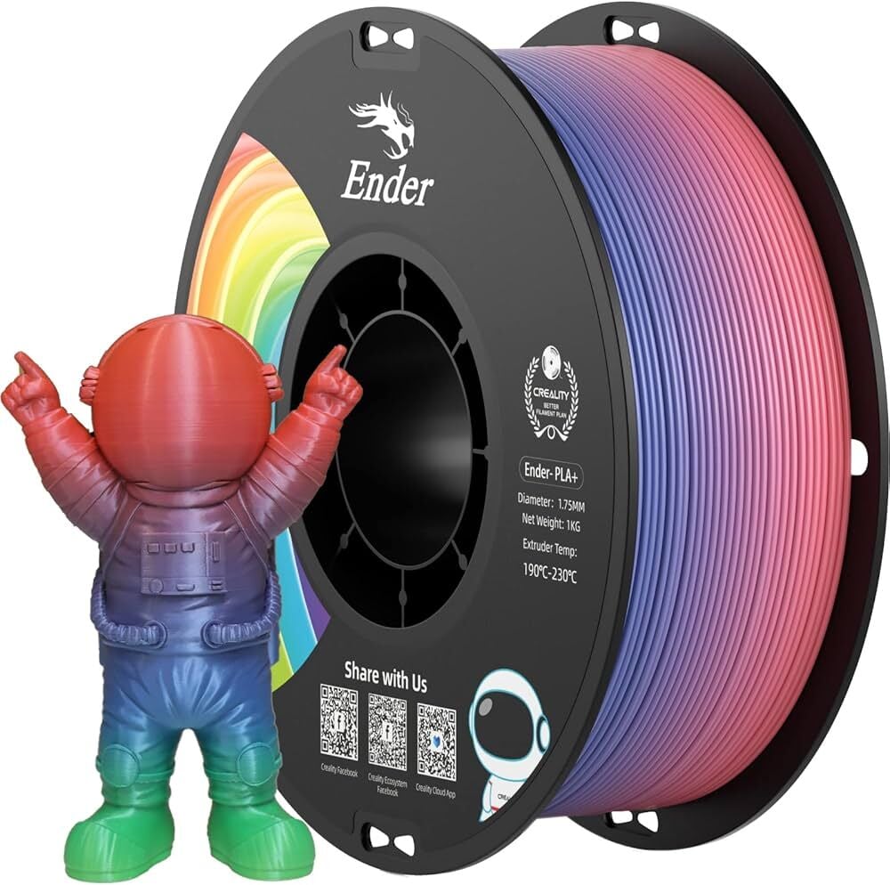 Creality Ender PLA+ Filament – 1kg 1.75mm Rainbow-Gökkuşağı