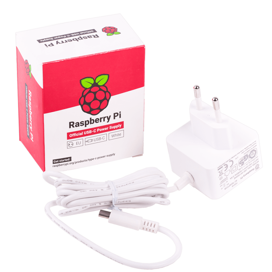 Raspberry Pi 4 Lisanslı Güç Adaptörü 5V 3A USB-C Beyaz
