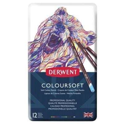 Derwent Coloursoft Pencils Yumuşak Kuruboya Kalemi 12'li Teneke Kutu