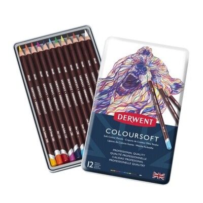 Derwent Coloursoft Pencils Yumuşak Kuruboya Kalemi 12'li Teneke Kutu