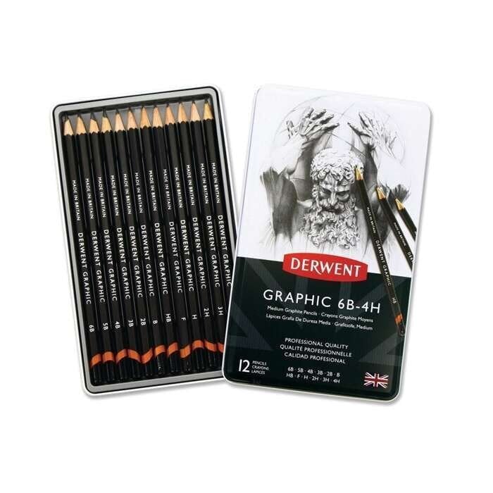 Derwent Graphic 12’li Dereceli Kurşun Kalem Seti 6B-4H