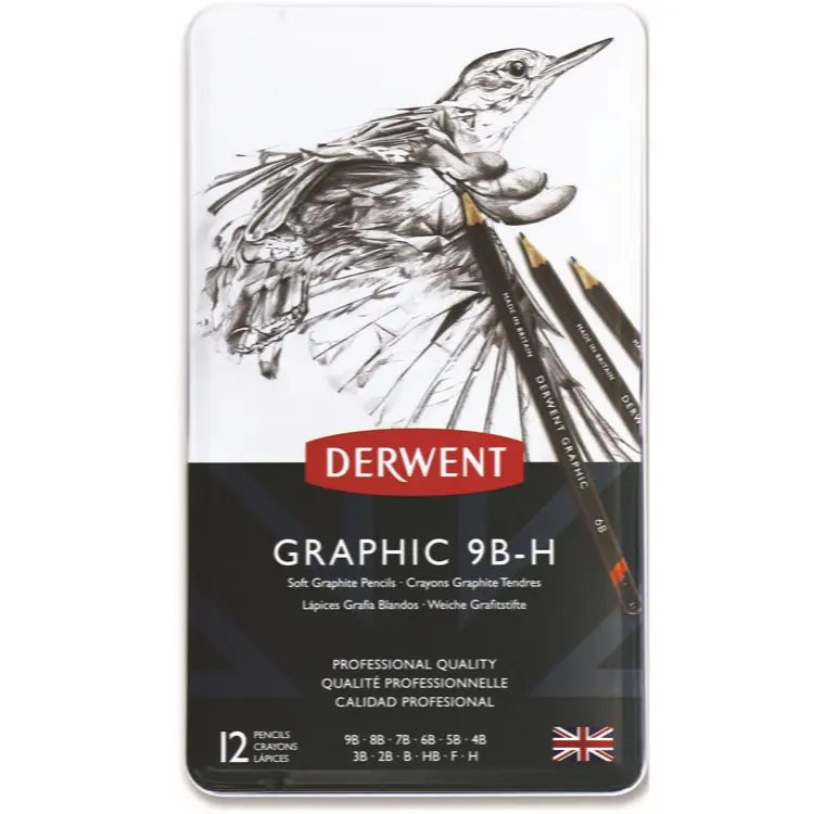 Derwent Graphic Dereceli Kalem Seti (Sketching) 12'li Teneke Kutu Soft (Yumuşak)